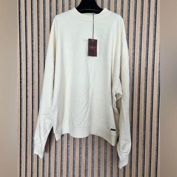 Mitchell & Ness - Branded Script Oversized Crewneck Sweatshirt- off white  - XXL - Picture 1 of 6